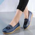 Women’s Low-Top Slip-On Shoes – Genuine Two-Layer Calf Leather Casual Loafers