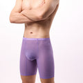 Transparent lace men's lengthened boxers by CJ, featuring delicate lace fabric and a comfortable fit.