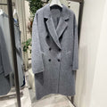 Gray Double Breasted Slimming Woolen Coat Outerwear