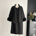 Women's Autumn And Winter High-end Super Stylish Furry Sleeve Double-faced Wool Coat