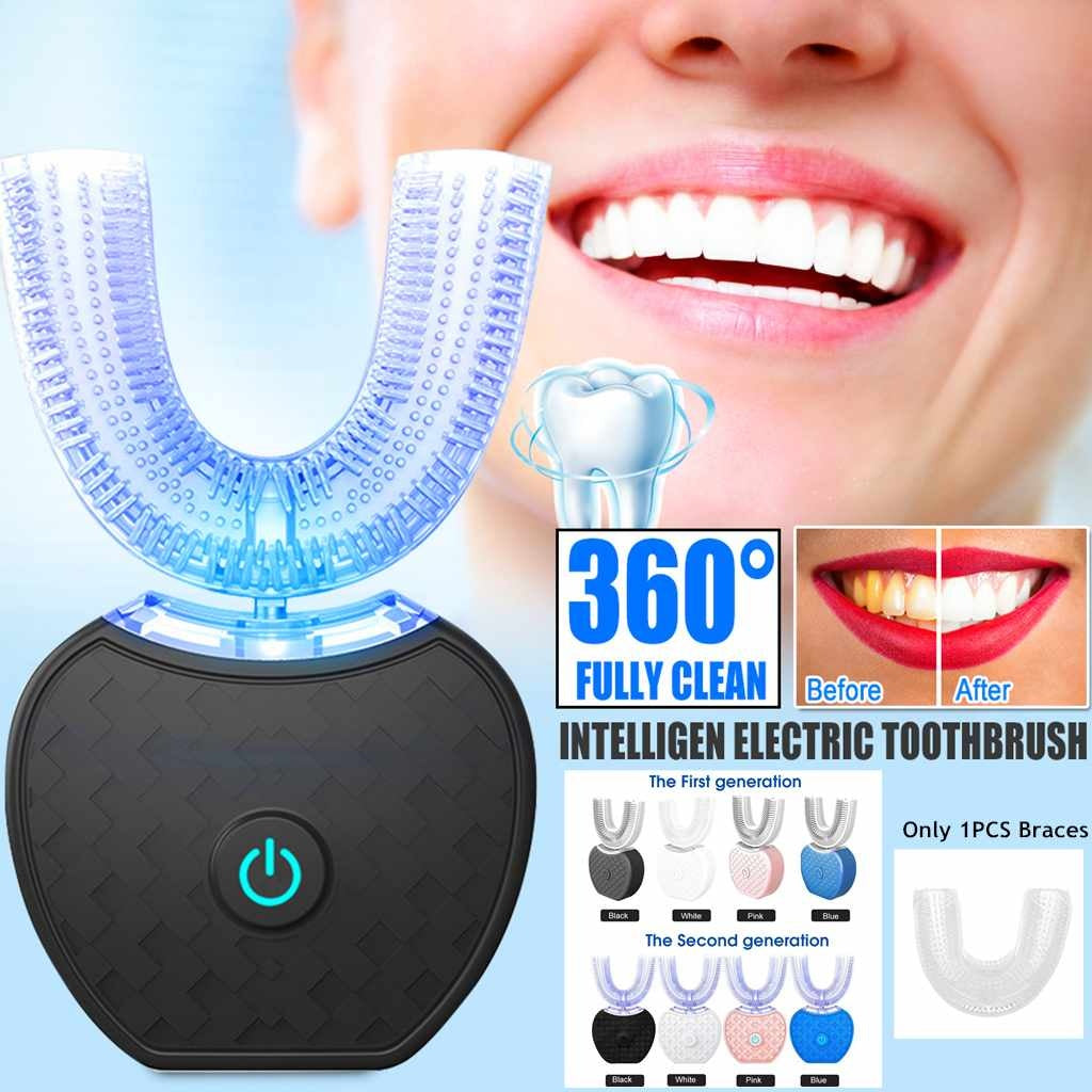 U-Shape Electric Toothbrush | 360° Automatic Cleaning with Blue Light ...