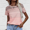 Ombre Striped Tee for Women - Short Sleeve with Crew Neckline
