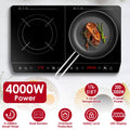 Induction Cooktop, 4000W Portable Double Burner with 9 Power Settings | 9 Temperature Levels, 3-Hour Timer for Electric Stove - whimsywagon