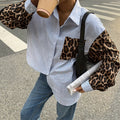 New Relaxed-fit Patchwork Leopard-print Shirt Top