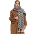European And American Knotted Braided Scarf | Imitated Mohair Jacquard Wrap for Women