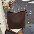 Women's Retro Matte Bucket Bag – Large Capacity Versatile Single-Shoulder Tote