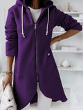 Velvet Lined Long Hoodie | Zip Front Streetwear Sweatshirt