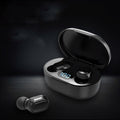 CJ E7S Bluetooth headset mini TWS true wireless in-ear earbuds with charging case and sleek black design.