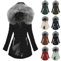 Women's Thick Cotton Coat With A Large Fur Collar
