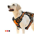 Reflective dog harness by cj, breathable training vest with adjustable straps and reflective strips for safety during walks.
