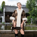 New Plus Size Cloak Hooded Fleece-lined Thickened Fur Shawl Loose Versatile Coat