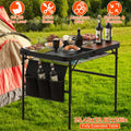 Foldable Aluminum Camping Table - Height-Adjustable Grill Stand with Storage Net | 66 lbs Capacity, Compact for Picnic & BBQ