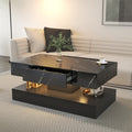 Modern LED coffee table by CJ with a high gloss finish, illuminated center, 17.6-inch height, ideal for living room decor.