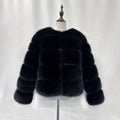 Faux Fox-fur Patchwork Winter Coat With Long Sleeves For Extra Warmth And Insulation - whimsywagon