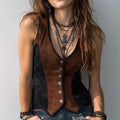 Short Button-front Jacketsleeveless Outerwear - whimsywagon