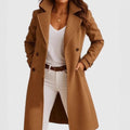Single-breasted Mid-length Coat With Pockets Fashion Elegant Lapel Jacket Casual Long-sleeved Top Outwear Women's Clothing