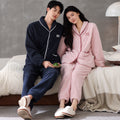 Couple's Flannel Pajama Set - Thick Coral Fleece, Long Sleeve & Warm