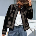 Casual Women's Jacket with Hood | Printed Round Neck Coat