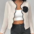 Womens 3D Rose Embroidered Long-Sleeve Jacket - whimsywagon