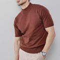 Ice Silk Knit Top - Solid Color Half Turtleneck Shirt