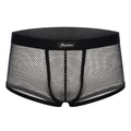 Men's breathable mesh boxer briefs by CJ with transparent design, showcasing lightweight, comfortable underwear for men.