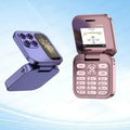 Basic 2G flip phone by cj with dual SIM slots, large keypad, and long-lasting battery, shown from the front.