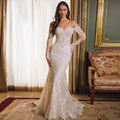 Lace Long Sleeve Wedding Dress | Off-the-Shoulder Fishtail Gown