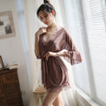 CJ transparent lace women's erotic underwear three-piece suit featuring delicate lace details and a revealing design.