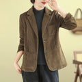 Womens Corduroy Cotton Coat Solid-Color Blazer For Women - whimsywagon