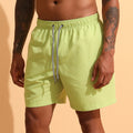 Solid Color Lined Men Swim Trunkscomfortable No Awkward Bulges Relaxed Fit And Quick Drying - whimsywagon