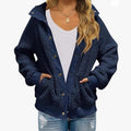 Cardigan Coat Thickened Fleece Pocket Pure Color Warm Keeping Coat For Women
