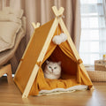 Striped Canvas Pet Tent | Removable & Washable Cover with Solid Wood Frame
