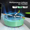 CJ smoke purifying ashtray, portable odor eliminator for car, home, and office, with sleek design and automatic smoke filter.