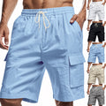 Men’s linen drawstring shorts by cj, loose fit summer casual shorts in solid color, ideal for leisure and sports.