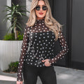 Womens Versatile Casual Polka-Dot Printed Mesh Top - whimsywagon