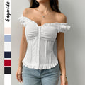 Boho Short Sleeve Vest for Women - Embroidered with Wooden Bead Accents
