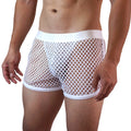 Men's solid color mesh low waist four-corner underwear by CJ, showing lightweight fabric and comfortable fit.