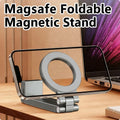 cj Magnetic Phone Stand with 360° foldable design, MagSafe compatible desk holder featuring N52 magnets for travel and car mounting.