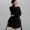 Women's Black Fox Fur Double-faced Cashmere Elegant Short Coat